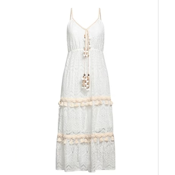 NWT VANESSA SCOTT midi white lace dresses size L - Picture 3 of 4